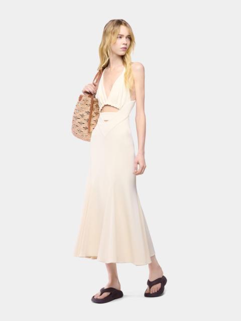 rabanne MIDI DRESS IN OFF WHITE VISCOSE JERSEY