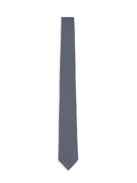 EMPORIO ARMANI Men's Geo Print Silk Tie - Blue Navy