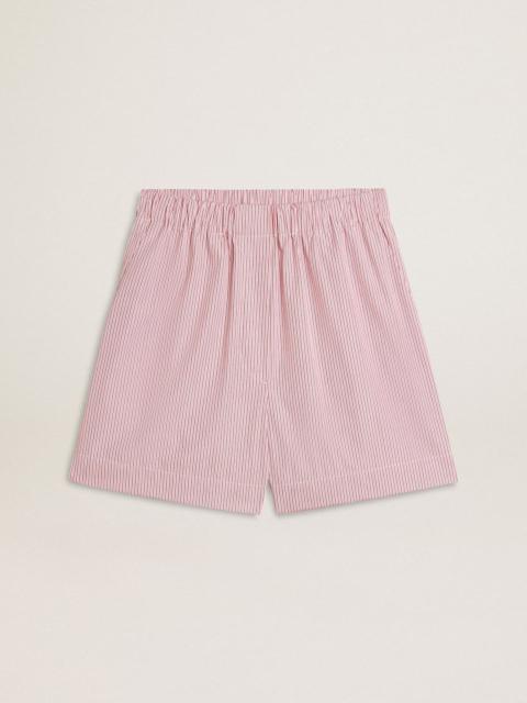 Shorts in striped cotton poplin