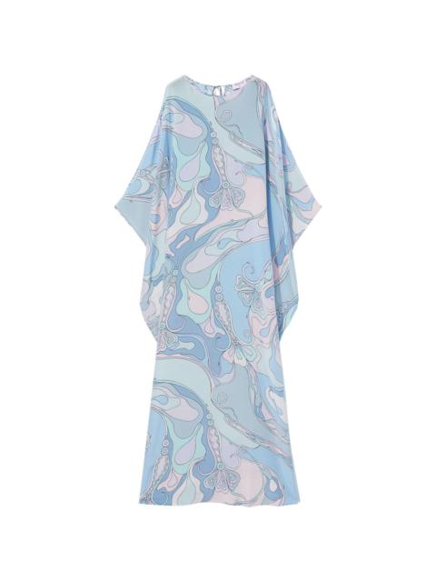 Orchidee-print silk kaftan