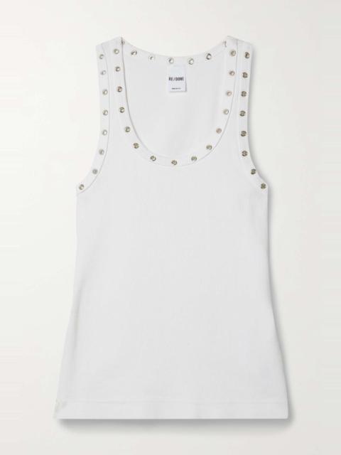 Embellished stretch-cotton jersey tank