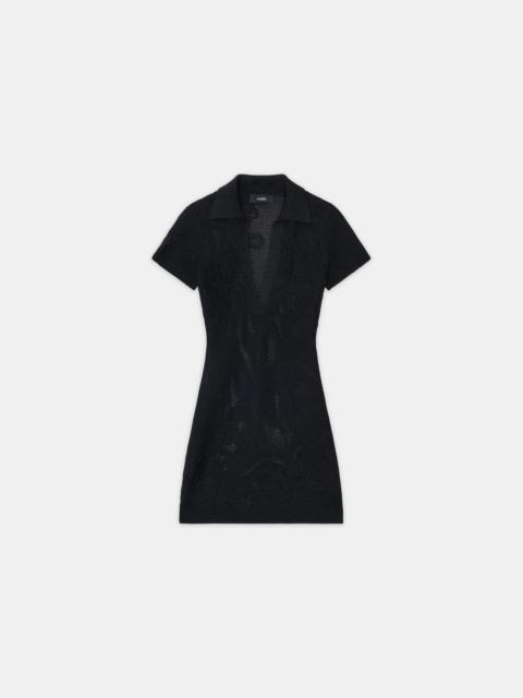 AMIRI WOMEN'S FLORAL CROCHET POLO MINI DRESS