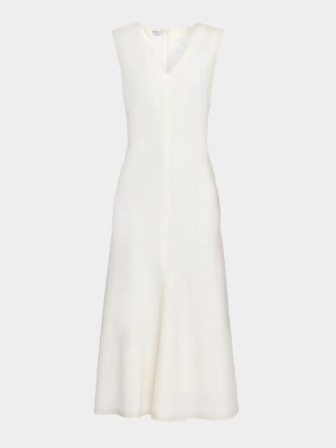 Brunello Cucinelli Sleeveless Fluid Stretch Wool Midi Dress
