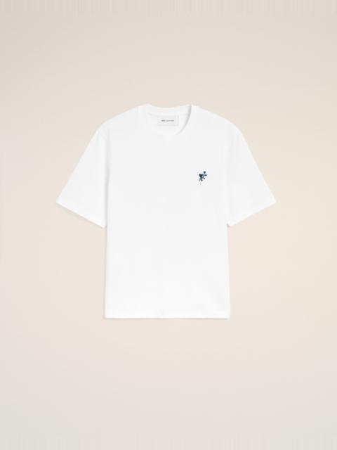 AMI Paris WHITE COTTON T-SHIRT WITH AMI DE COEUR TULIP