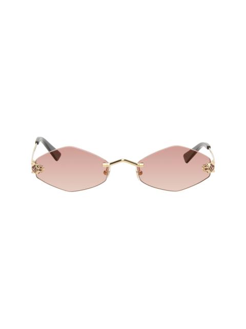Cartier Gold 'Panthère de Cartier' Geometric Rimless Sunglasses