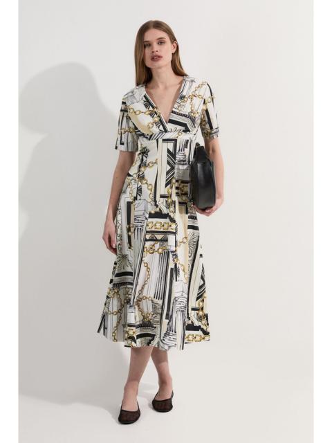 KAREN MILLEN Roma Print Cotton Sateen Full Skirt Woven Midi Dress