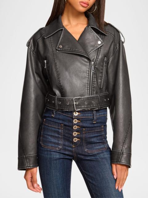 RAMY BROOK Layana Faux Leather Moto Jacket