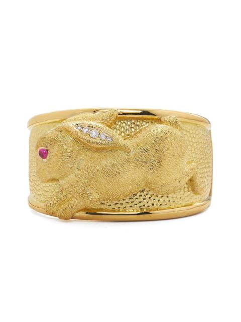 DAVID WEBB Ruby Repousse Rabbit Couture Cuff Bracelet