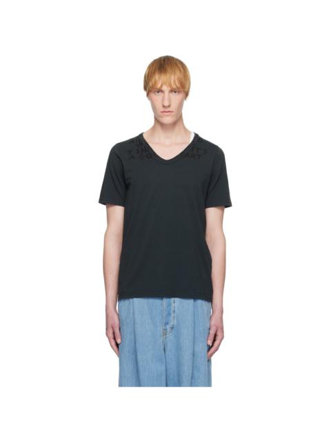 MM6 Maison Margiela Black V-Neck SIDA Jersey T-shirt