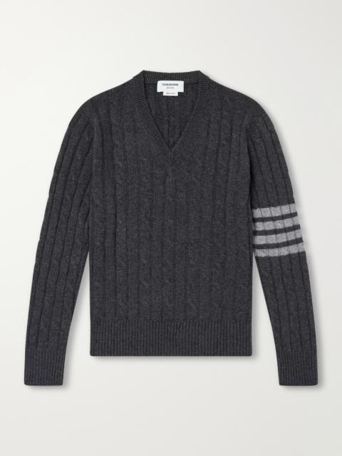 Thom Browne 4-Bar Stripe Cable-Knit Cashmere Sweater