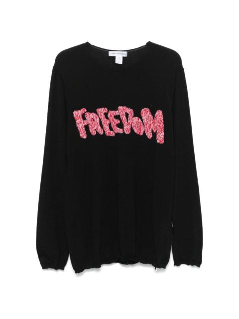 Freedom-embroidered sweater