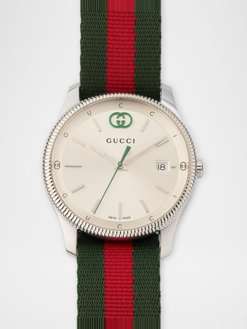 GUCCI Men's G-Timeless Green and Red Nylon-Strap Watch, 38mm