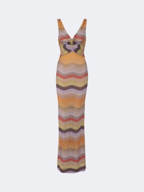 Missoni Wave gathered open-back lamé gown