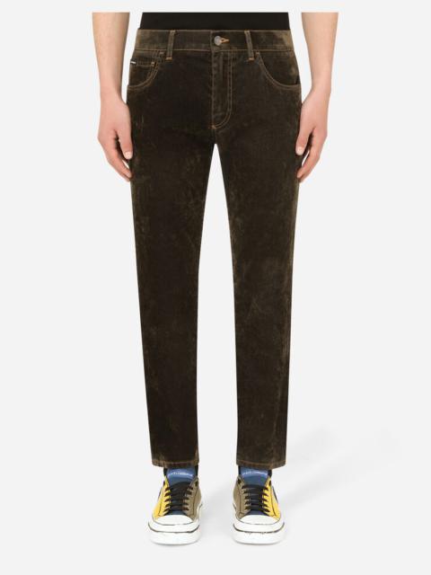 Dolce & Gabbana Flocked slim-fit stretch jeans