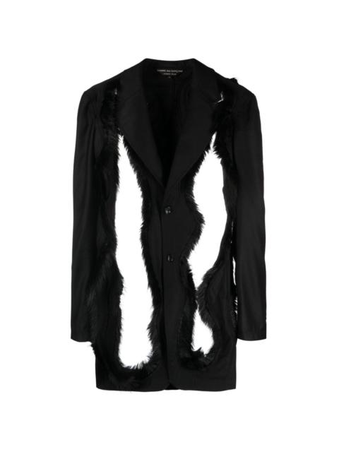 faux fur-embellished single-breasted blazer