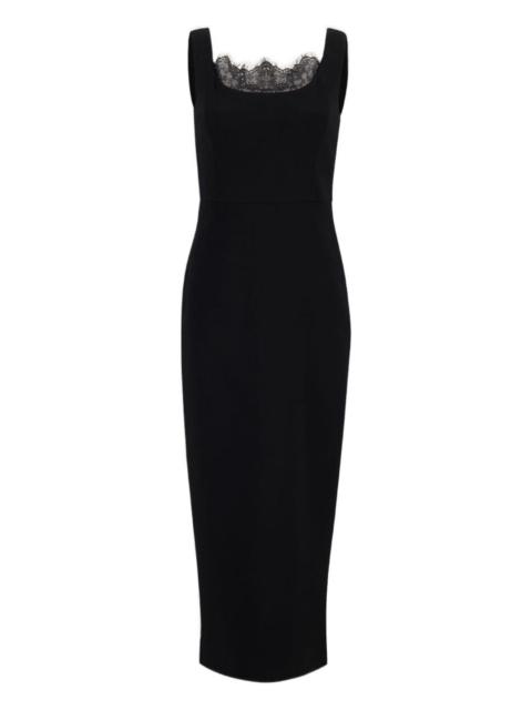 ROLAND MOURET lace-insert crepe dress