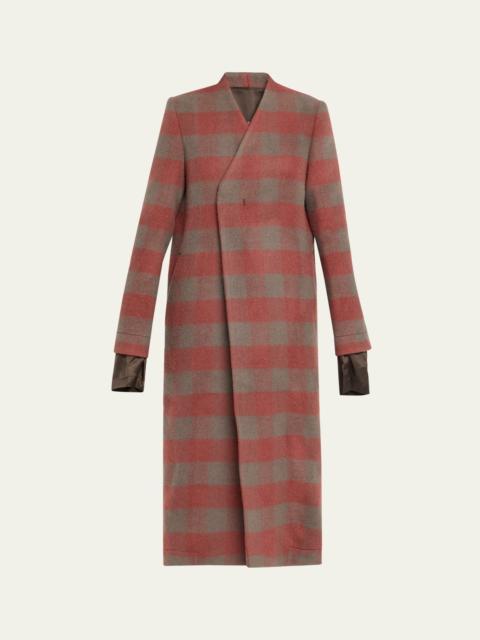 Rick Owens Plaid Double-Breasted Outercoat