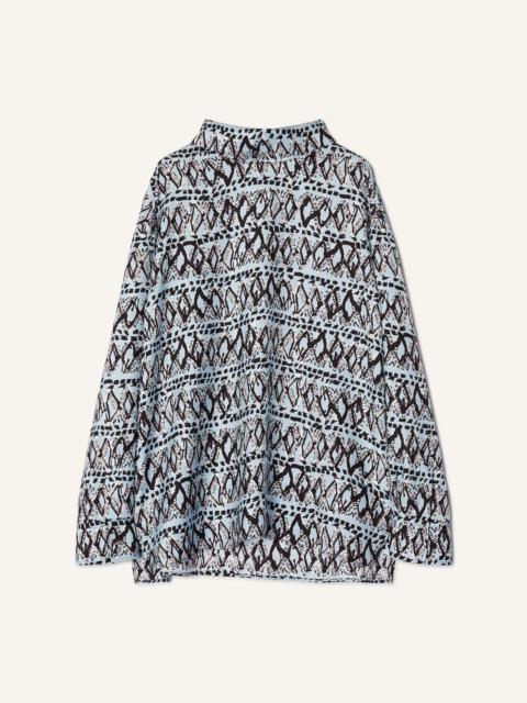 Lanvin HIGH-NECK PRINTED SILK TOP