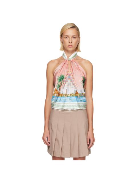 CASABLANCA Pink & Blue Scarf Top