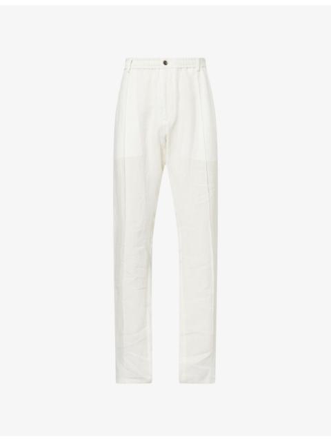 EMPORIO ARMANI Straight-Leg Mid-Rise Linen Trousers