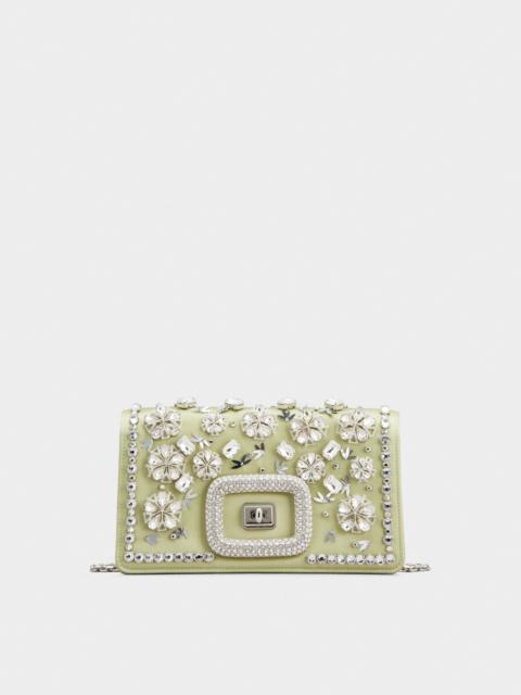 Roger Vivier Viv' Choc Strass Flower Net Mini Bag in Satin