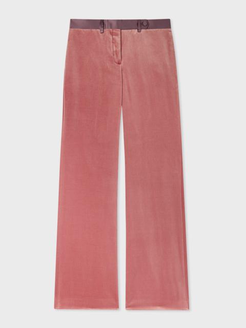 Women's Pink Bootcut Velvet Trousers