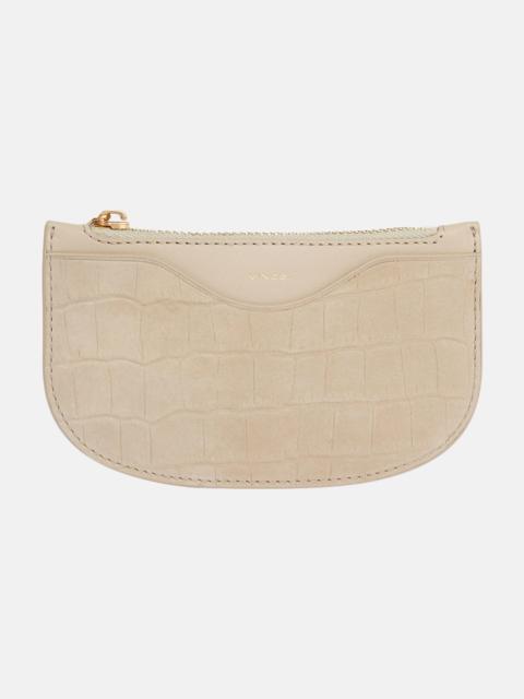 Vince Demma Croc-Embossed Nubuck Leather Half-Moon Cardholder