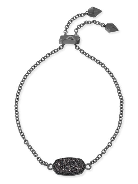 KENDRA SCOTT Elaina Gunmetal Adjustable Chain Bracelet in Black Drusy