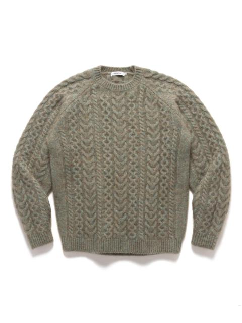nonnative Worker Aran Sweater Kid Mohair/W/N/P Yarn Khaki