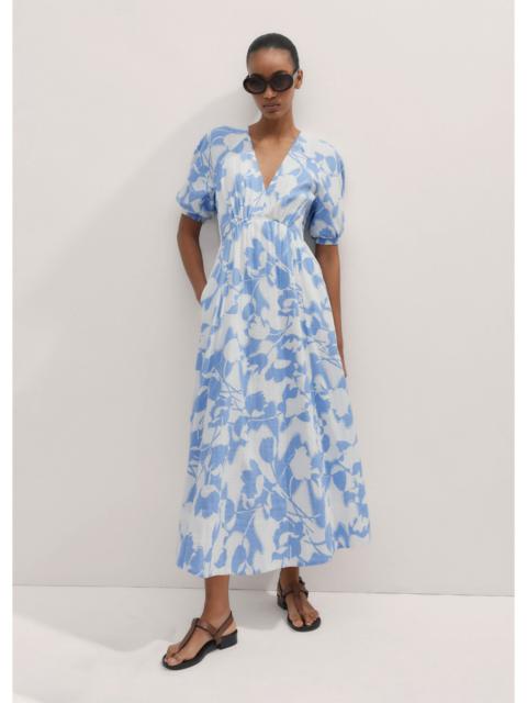 ME+EM Cheesecloth Tulip Print Midi Dress