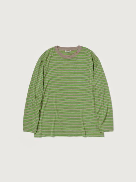 AURALEE SOFT SMOOTH WOOL STRIPE JERSEY L/S TEE