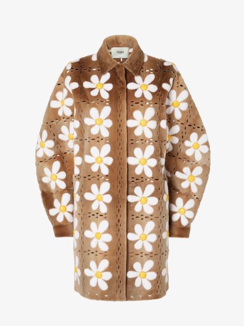 FENDI Coat Brown inlaid mink coat