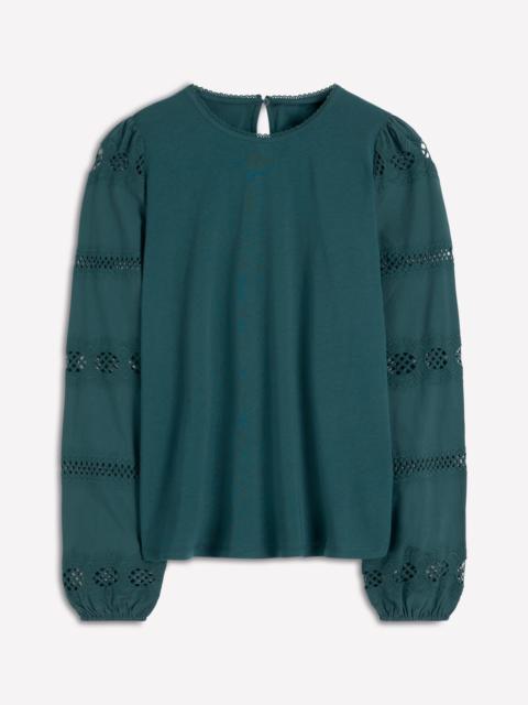 BODEN Millie Lace Mix Top-Midnight Teal