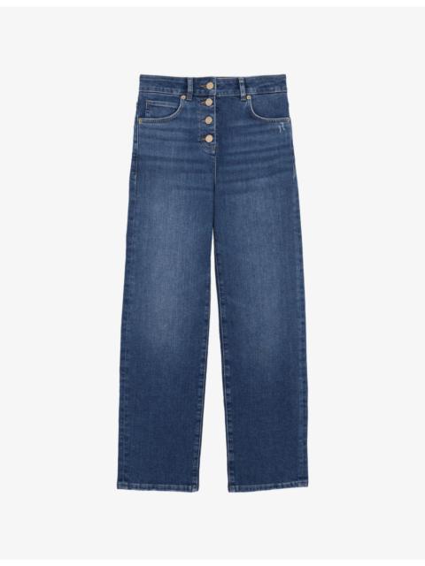 REISS Lana Straight-Leg Cropped Stretch-Denim Jeans