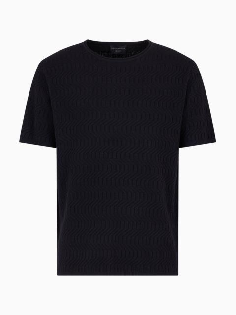 Icon virgin-wool crew-neck jumper with two-tone op-art jacquard motif