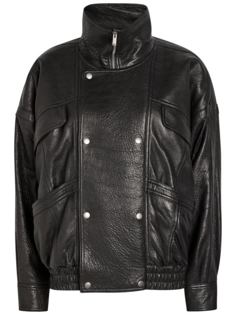 Saint Laurent Double-breasted Leather Blouson Jacket