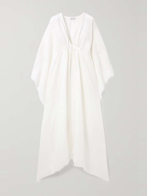 Gloria frayed gathered linen maxi dress