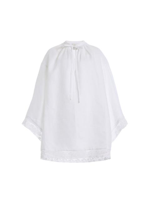 POSSE Exclusive La Isla Veronica Linen Mini Kaftan ivory