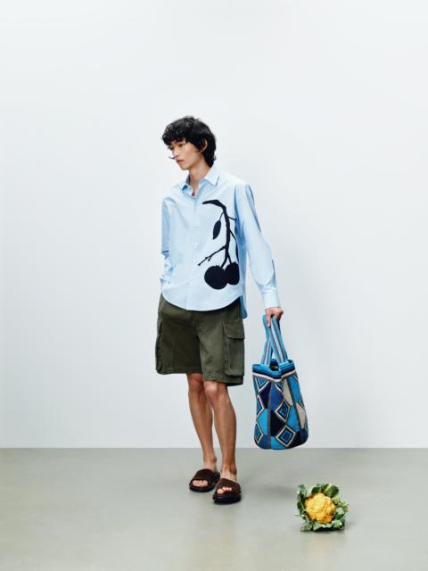 JW Anderson MENS PERSIMMON APPLIQUE SHIRT IN PALE BLUE
