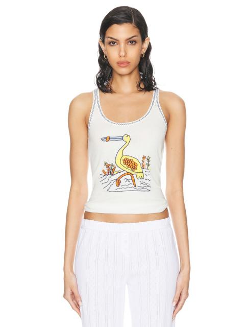 Embroidered Heron Tank