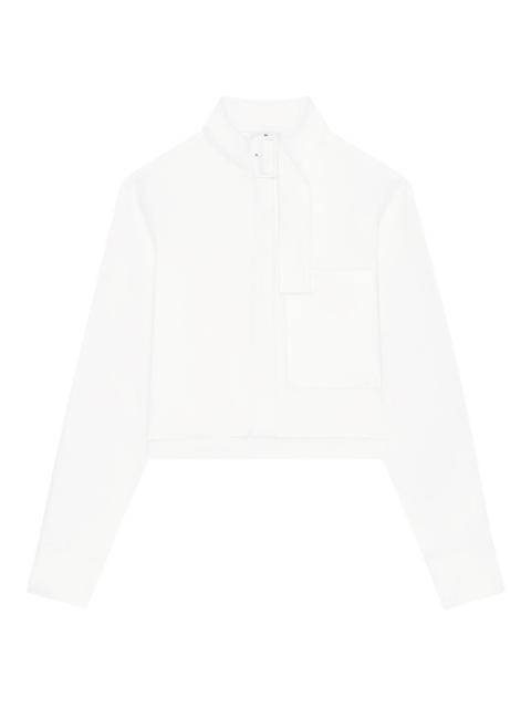 chest-pocket buckle-collar shirt