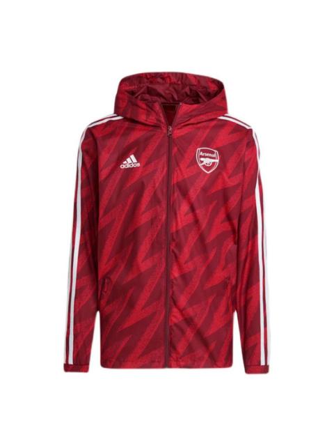 adidas Afc Windbreakra Arsenal Soccer/Football Training Sports hooded Logo Jacket Deep Red GR4196