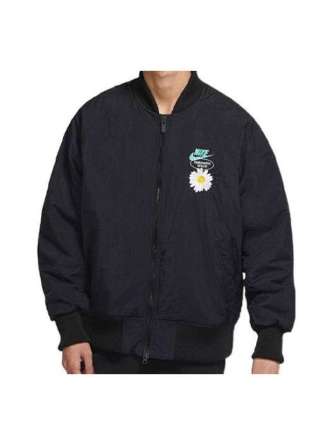 Nike 남자 나이키 데이지 인쇄 스포츠 훈련은 까만 재킷 DM5019-010를 덧댑니다