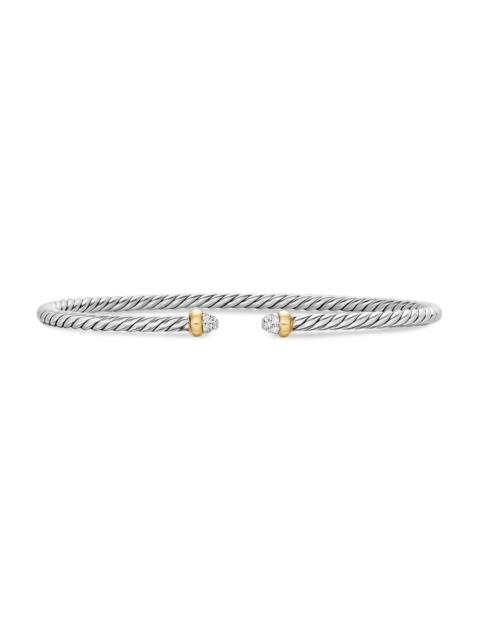 DAVID YURMAN Women's Micro Cable Flex Bracelet in Sterling Silver - Diamond