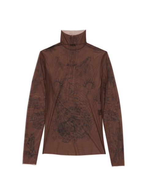 BALENCIAGA Men's Tat Long Sleeve Top in Dark Brown | REVERSIBLE