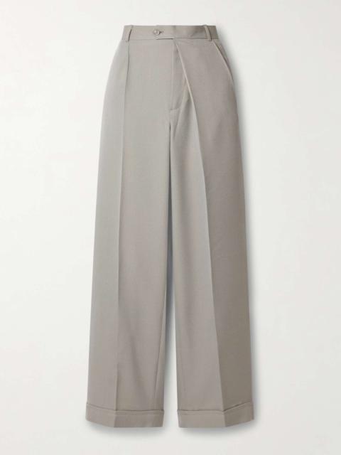 + NET SUSTAIN asymmetric pleated wool-blend straight-leg pants