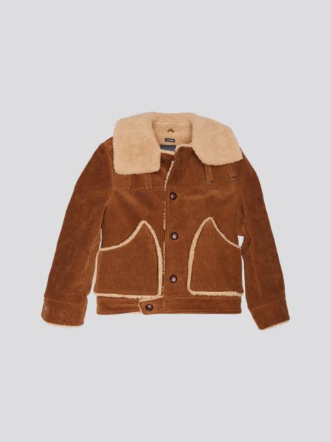 R13 OVERSIZED COLLAR JACKET - BROWN CORDUROY - R13