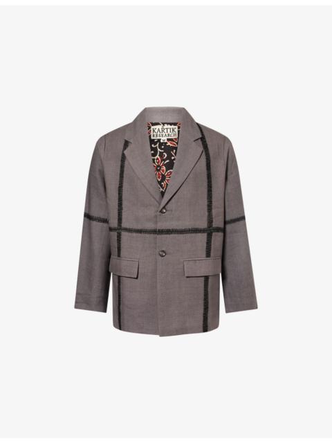KARTIK RESEARCH Wrinkled Contrast-Embroidered Cotton Jacket