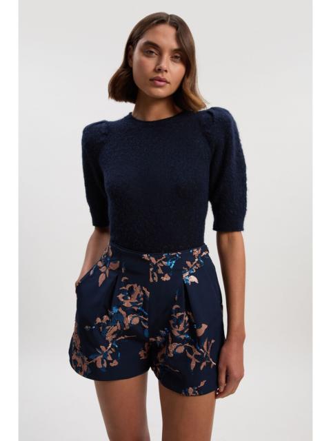 KAREN MILLEN Satin Sequin And Embroidered Woven Shorts