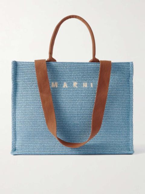 Marni Basket large canvas-trimmed embroidered faux raffia tote